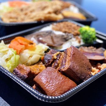 The Bento Box - COVID-19 Takeout: Stewed Pork Belly Bento w/ rice, minced pork, veggies, pickled mustard greens, tea egg | $13.99 (includes milk tea) - Taiwanese Near Me - Milpitas, California The Bento Box - COVID-19 Takeout: Stewed Pork Belly Bento w/ rice, minced pork, veggies, pickled mustard greens, tea egg | $13.99 (includes milk tea) - Taiwanese Near Me - Milpitas, California