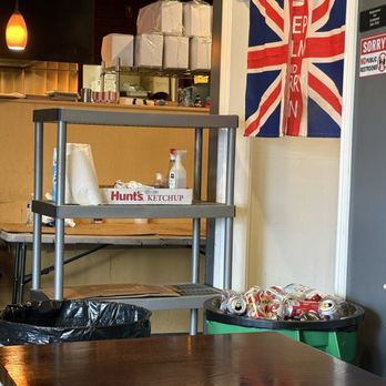 London Fish 'N Chips - Inside (not so clean...spray bottles and cans) - Fish & Chips Near Me - Hayward, California