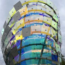 Freewheel Tours - Alaska Forensic science campus-this sculpture changes with the sun.