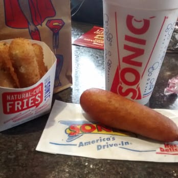 Sonic Drive-In - Corn dog, mozzarella sticks & chocolate banana milkshake (kids meal) - Burgers Near Me - Middletown, New York Sonic Drive-In - Corn dog, mozzarella sticks & chocolate banana milkshake (kids meal) - Burgers Near Me - Middletown, New York