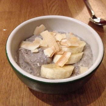 True Food Kitchen - Dessert: chia seed pudding (in coconut milk) with banana and coconut crisps on top - New American Near Me - Denver, Colorado