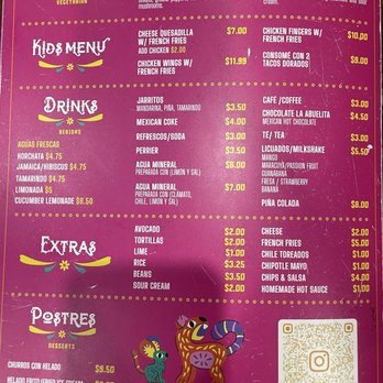 Los Alebrijes Mexican Restaurant - Menu (3/3) as of 6/28/26 - Mexican Near Me - Boston, Massachusetts Los Alebrijes Mexican Restaurant - Menu (3/3) as of 6/28/26 - Mexican Near Me - Boston, Massachusetts