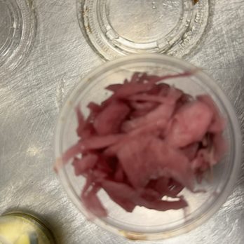 Hazy Barbecue - Pickled Red Onions look old and not lovely unfortunately looks like a slightly older batch - Salad Near Me - Danville, California