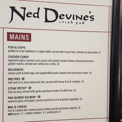 Menu photo 7 Ned Devine's Irish Pub Boston, MA