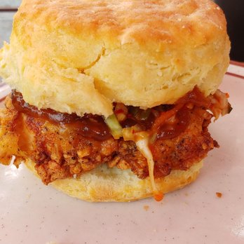 Pine State Biscuits - Korean BBQ biscuit with fried chicken - Southern Near Me - Portland, Oregon Pine State Biscuits - Korean BBQ biscuit with fried chicken - Southern Near Me - Portland, Oregon