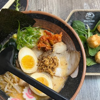 Ton-Ichi Ramen - R5. Spicy Tonkotsu Ramen () A8. Shrimp Shumai - Ramen Near Me - Evanston, Illinois