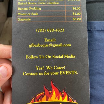 G & F Barbeque - Back part of menu - Food Trucks Near Me - Woodbridge, Virginia G & F Barbeque - Back part of menu - Food Trucks Near Me - Woodbridge, Virginia