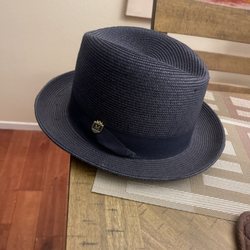 World Hat and Boot Mart - Montique Navy derby style hat..similar to the Dobbs brand
