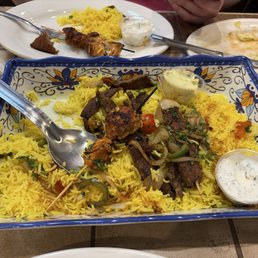 Gyro meat, chicken kebab, Skewer of Shish Tawook Gyro meat, chicken kebab, Skewer of Shish Tawook