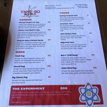 Vang Go Bistro - Menus - Comfort Food Near Me - Norfolk, Virginia