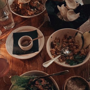 Bida Manda - Duck Larb, Crispy Rice Lettuce Wrap Dinner, chicken fried rice - Laotian Near Me - Raleigh, North Carolina