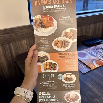 Zippy's - S. Eastern - Menu: Monthly Specials! Da Pacs Are Back! - Diners Near Me - Las Vegas, Nevada
