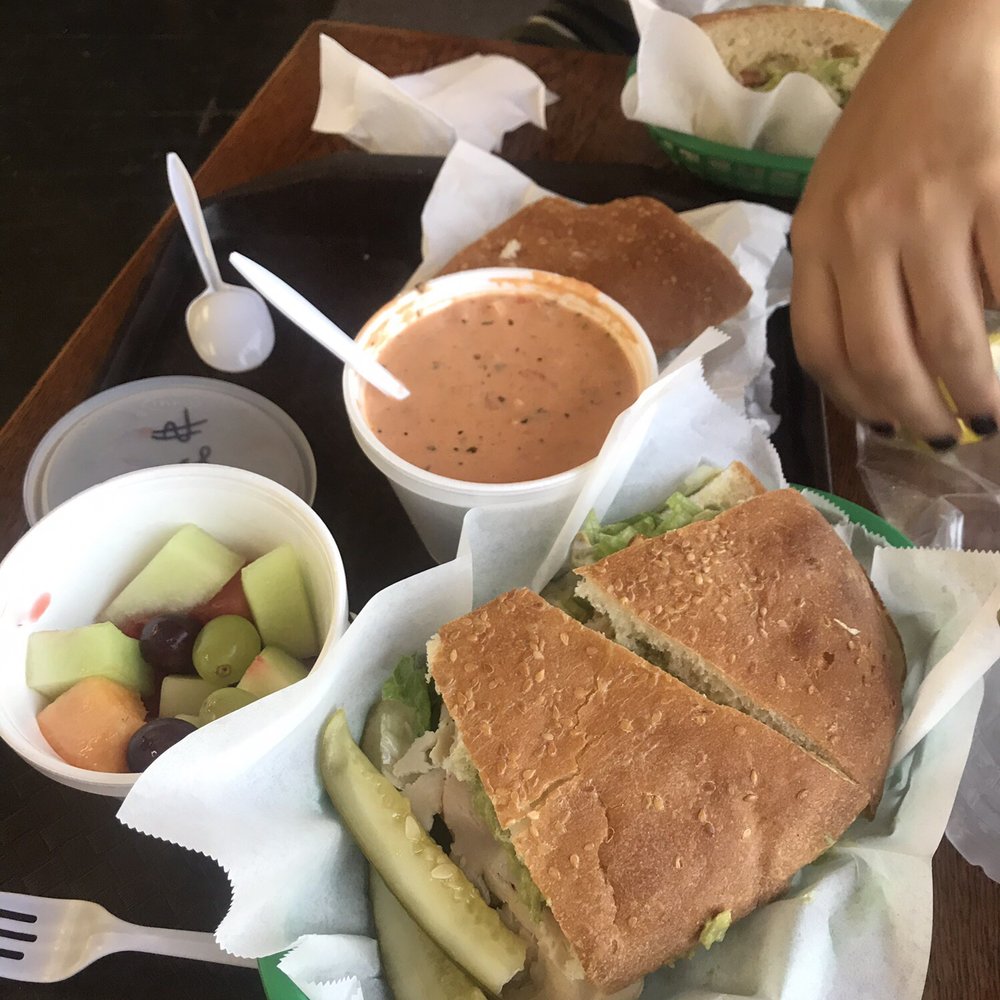 Berge's - Turkey avocado, fruit salad, tomato soup & tuna salad sandwich - Delis Near Me - La Canada Flintridge, California Berge's - Turkey avocado, fruit salad, tomato soup & tuna salad sandwich - Delis Near Me - La Canada Flintridge, California