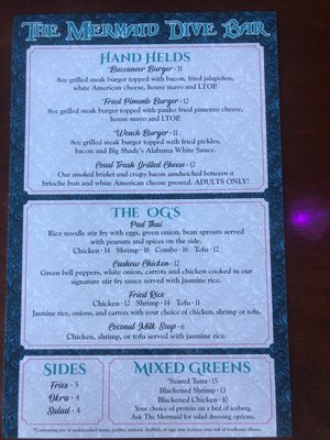 Menu photo 1 The Mermaid Dive Bar Biloxi, MS