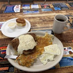The Ranch House Cafe - Country Combo  ( Fresh, not frozen Chicken Fried Steak w/ two eggs your way and two sides.)