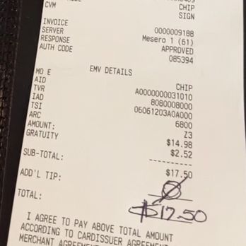 Wapo Tacos - Receipt showing automatic 18% added tip. I guess it's the disrespect and outrage they cause you which they charge for. - Mexican Near Me - Hallandale Beach, Florida Wapo Tacos - Receipt showing automatic 18% added tip. I guess it's the disrespect and outrage they cause you which they charge for. - Mexican Near Me - Hallandale Beach, Florida