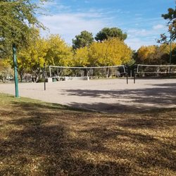 Discovery Park - The volleyball court in late Autumn 2022.
