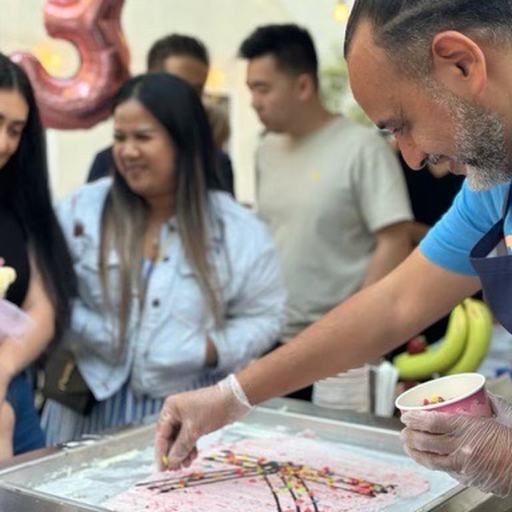 Guests having fun watching Safwat make the best ice cream from scratch! Guests having fun watching Safwat make the best ice cream from scratch!
