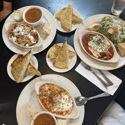 Baked Italian Meatballs, Spaghetti Siciliano, Five Cheese Lasagna with Meat Sauce and Garlic Bread Baked Italian Meatballs, Spaghetti Siciliano, Five Cheese Lasagna with Meat Sauce and Garlic Bread