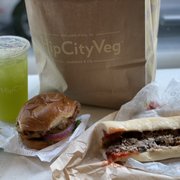 Photo of HipCityVeg - Philadelphia, PA, United States. Crispy Hipcity Ranch, Philly Steak Sandwich, kale lemonade