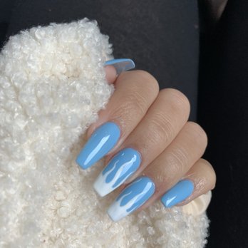 Be My Nails - Blue/White flamessss - Nail Salons Near Me - Milpitas, California