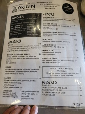 Menu photo 2 Origin Craft Beer and Pizza Cafe Bradenton, FL Menu photo 2 Origin Craft Beer and Pizza Cafe Bradenton, FL