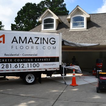Amazing Floors - Our box truck is properly equipped with all the right equipment and coatings for a successful garage floor makeover. - Flooring Near Me - Houston, Texas Amazing Floors - Our box truck is properly equipped with all the right equipment and coatings for a successful garage floor makeover. - Flooring Near Me - Houston, Texas