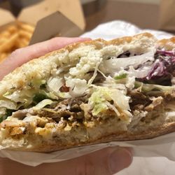 Champion Doner - Midway through my mixed (chicken and beef) döner sandwich, and what must've been 2 pounds of french fries!