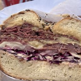 Pastrami Reuben on an everything bagel $17 (5/5)