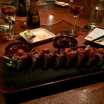 Sabaku Sushi - Don't remember the name of this special roll, but there was seared elk on top and it was absolutely delicious - Sushi Bars Near Me - Moab, Utah Sabaku Sushi - Don't remember the name of this special roll, but there was seared elk on top and it was absolutely delicious - Sushi Bars Near Me - Moab, Utah