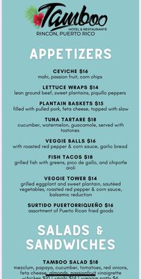 Menu photo 3 Tamboo Hotel & Restaurant Rincon, PR Menu photo 3 Tamboo Hotel & Restaurant Rincon, PR
