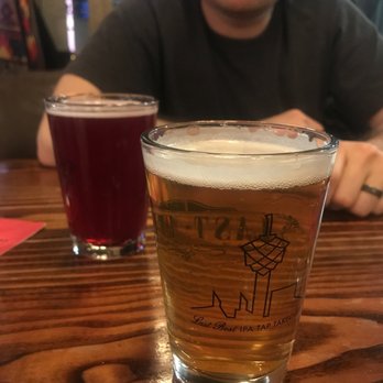 Last Best Brewing & Distilling - 9 oz beers $2.50 on happy hour! Beltline- yellow, orchard- red. Orchard has more of a blueberry flavor and a bit sweeter. Would get again! - Canadian (New) Near Me - Calgary, Alberta