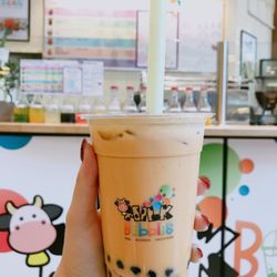 Milk Bubbles - Thai tea with boba. Way too much milk. :(