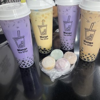 Manga Tea Shop - View of our milk teas and ice cream mochi - Bubble Tea Near Me - Tampa, Florida Manga Tea Shop - View of our milk teas and ice cream mochi - Bubble Tea Near Me - Tampa, Florida