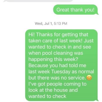 9th Island Pool Service - Text convo between owner and i - Pool & Hot Tub Service Near Me