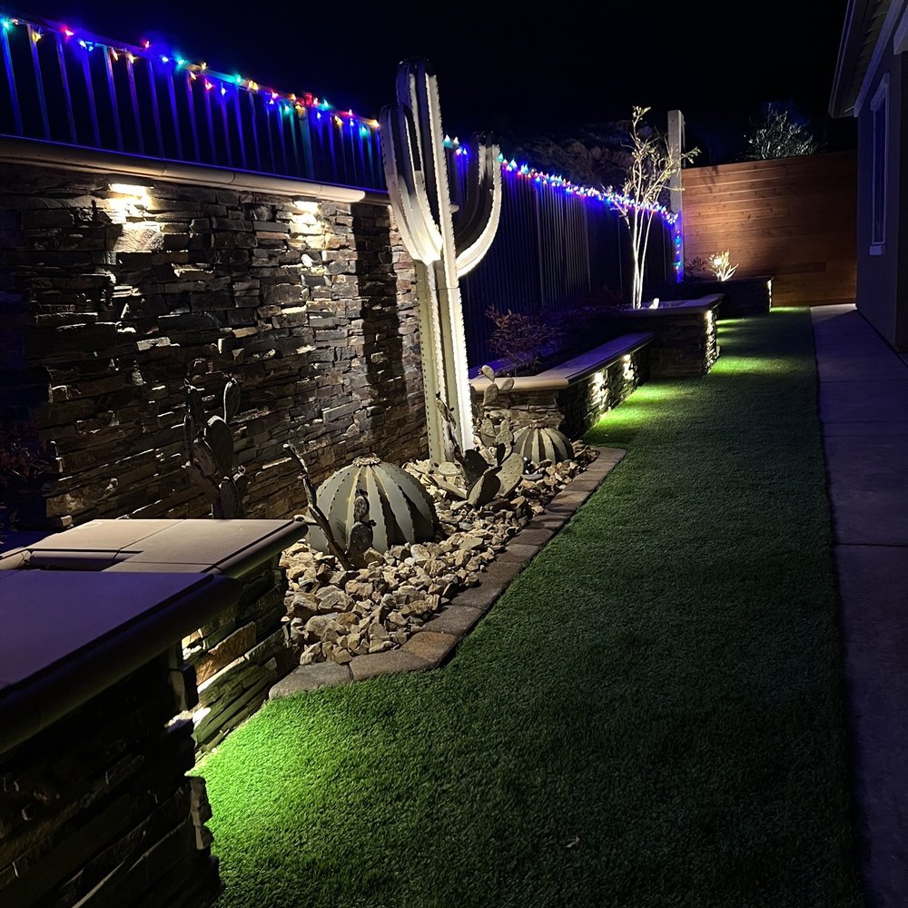 Visualized Landscape - The lights look warm in real life, the camera makes them look bright white. - Landscaping Near Me - North Las Vegas, Nevada Visualized Landscape - The lights look warm in real life, the camera makes them look bright white. - Landscaping Near Me - North Las Vegas, Nevada