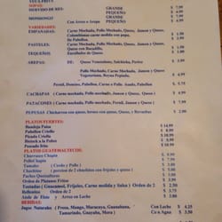 Sabor Latino - Menu