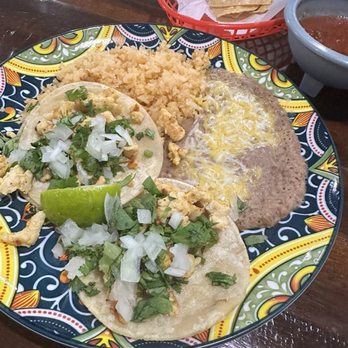 Junior's Taco Shop - Chicken tacos with rice and beans - Mexican Near Me - Ridgecrest, California Junior's Taco Shop - Chicken tacos with rice and beans - Mexican Near Me - Ridgecrest, California