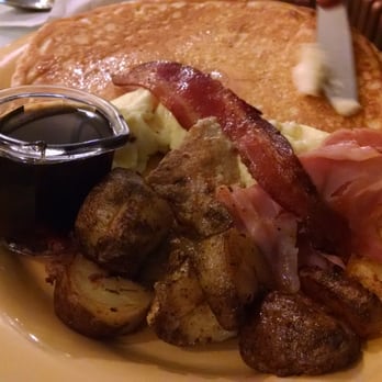 Tanzy's - Scrambled eggs, sausage, ham, home fries, and a pancake. - Coffee & Tea Near Me - Hudson, New York Tanzy's - Scrambled eggs, sausage, ham, home fries, and a pancake. - Coffee & Tea Near Me - Hudson, New York