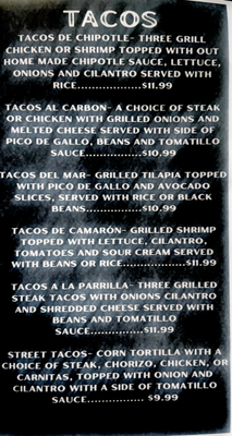 Menu photo 3 Taco Mis Compadres Coldwater, MS