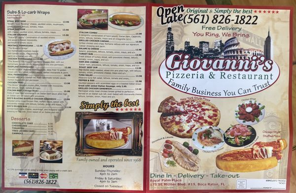 Menu photo 1 Giovannis Pizzeria Restaurant Boca Raton, FL