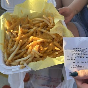 Rolberto's Taco Shop - What is supposed to be an order of Carne Asada Fries but is a box of heated up fries with cheese thrown on top. - Mexican Near Me - San Diego, California