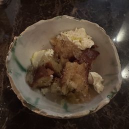 Sake Lees Cake with honeycomb and clotted cream Sake Lees Cake with honeycomb and clotted cream