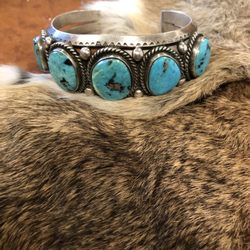 Trolley Stop Antiques - This heavy Navajo sterling silver and turquoise cuff was a real find at Trolley Stop Antiques!!!