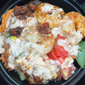 Fevzi Mediterranean Grill - Shrimp and Lamb Adana (Special) under the covers - Mediterranean Near Me - Cherry Hill, New Jersey