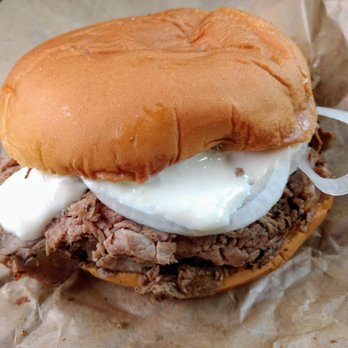 Chaps Pit Beef - Pit beef with onions and tiger sauce - Barbeque Near Me - Baltimore, Maryland