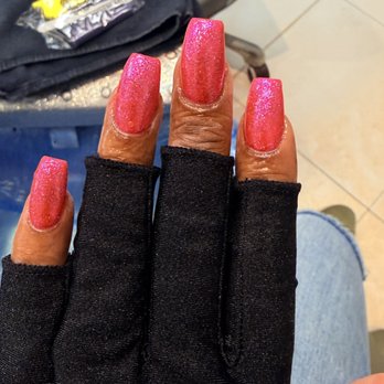 Infinity Nails & Spa - I asked for coffin nails and got this even after correcting tech Amy three times - Nail Salons Near Me - Ocoee, Florida