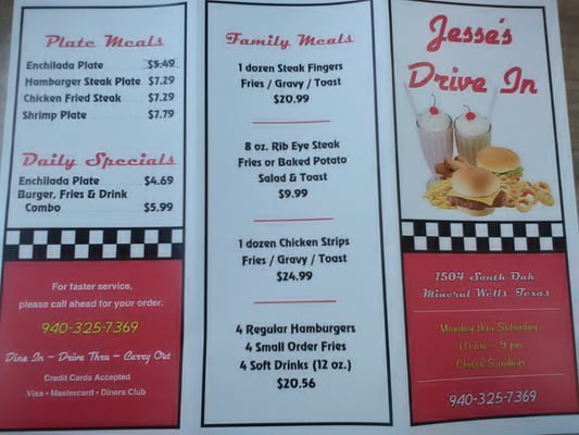 Menu photo 7 Jesse's Drive In Mineral Wells, TX