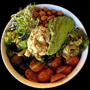 Unicorniverse Bakery & Cafe - Quinoa bowl with crispy chickpeas, avocado hummus, Brussels sprouts cherry tomatoes, etc. - Breakfast & Brunch Near Me - Round Rock, Texas Unicorniverse Bakery & Cafe - Quinoa bowl with crispy chickpeas, avocado hummus, Brussels sprouts cherry tomatoes, etc. - Breakfast & Brunch Near Me - Round Rock, Texas