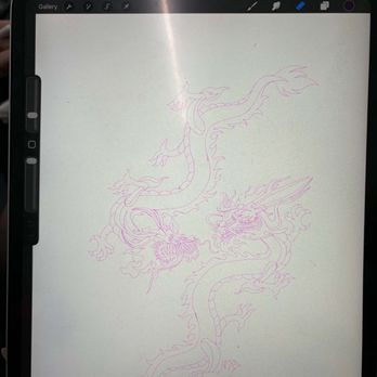 Luna Moth Tattoo Studio - First sketch in studio to draw the characters I was booked for, Kaido and Momo. I sent dozens of reference images prior to the appointment. - Tattoo Near Me - New York, New York Luna Moth Tattoo Studio - First sketch in studio to draw the characters I was booked for, Kaido and Momo. I sent dozens of reference images prior to the appointment. - Tattoo Near Me - New York, New York
